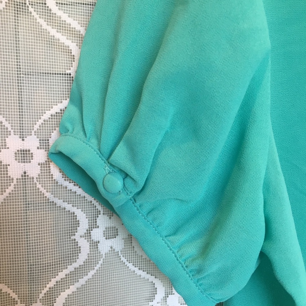 Turquoise Frilled Button Top - Picture 6 of 7